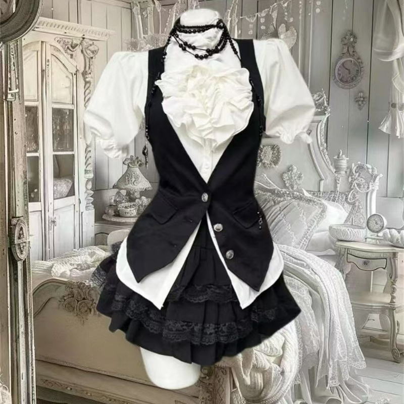 Sewing Vest - Y2k Estetyczny styl Lolita Słodki 3-częściowy