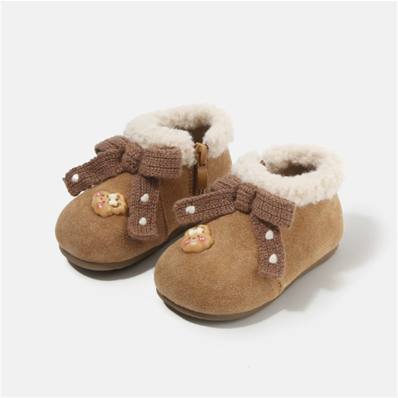 Sewing Gt - Zimowe skórzane buty dla niemowląt, ocieplane