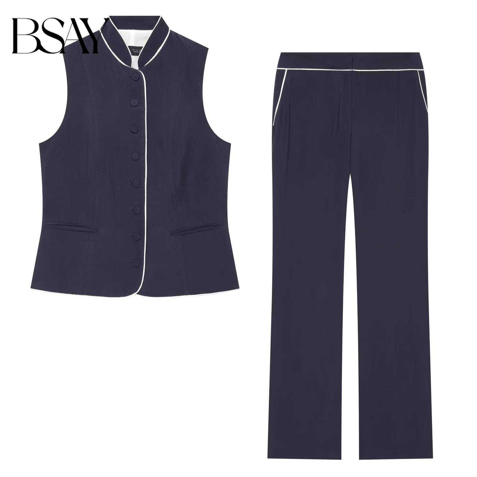 Sewing Vest - Damski zestaw: kontrastowa kamizelka bez rękawów