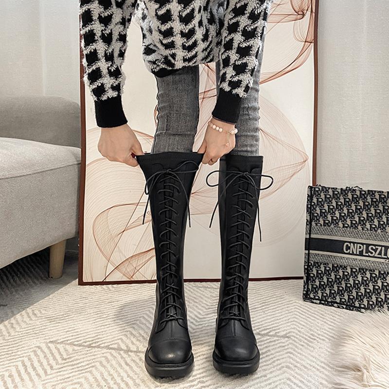 Sewing Fleece - Eleganckie damskie kozaki za kolano z