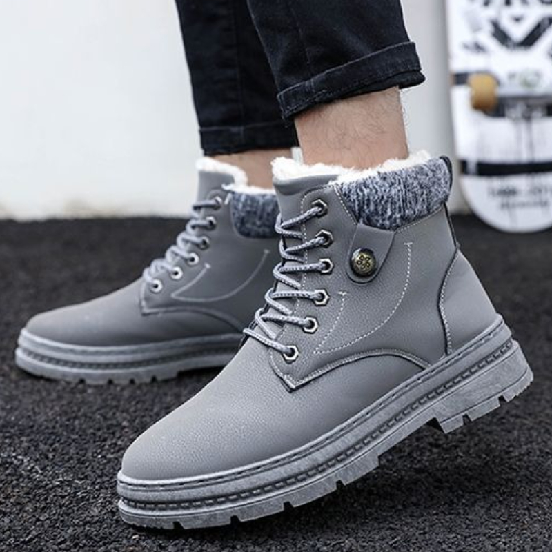 Sewing Fleece - Męskie koreańskie buty śniegowce sznurowane, robocze,